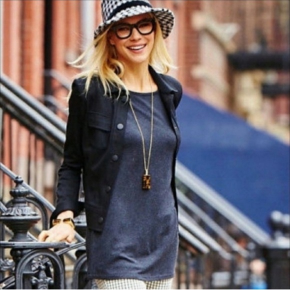 CAbi #3240 Recess Jersey Knit Tunic Top Blouse Shirt Charcoal Gray Scoop Neck - Picture 1 of 10